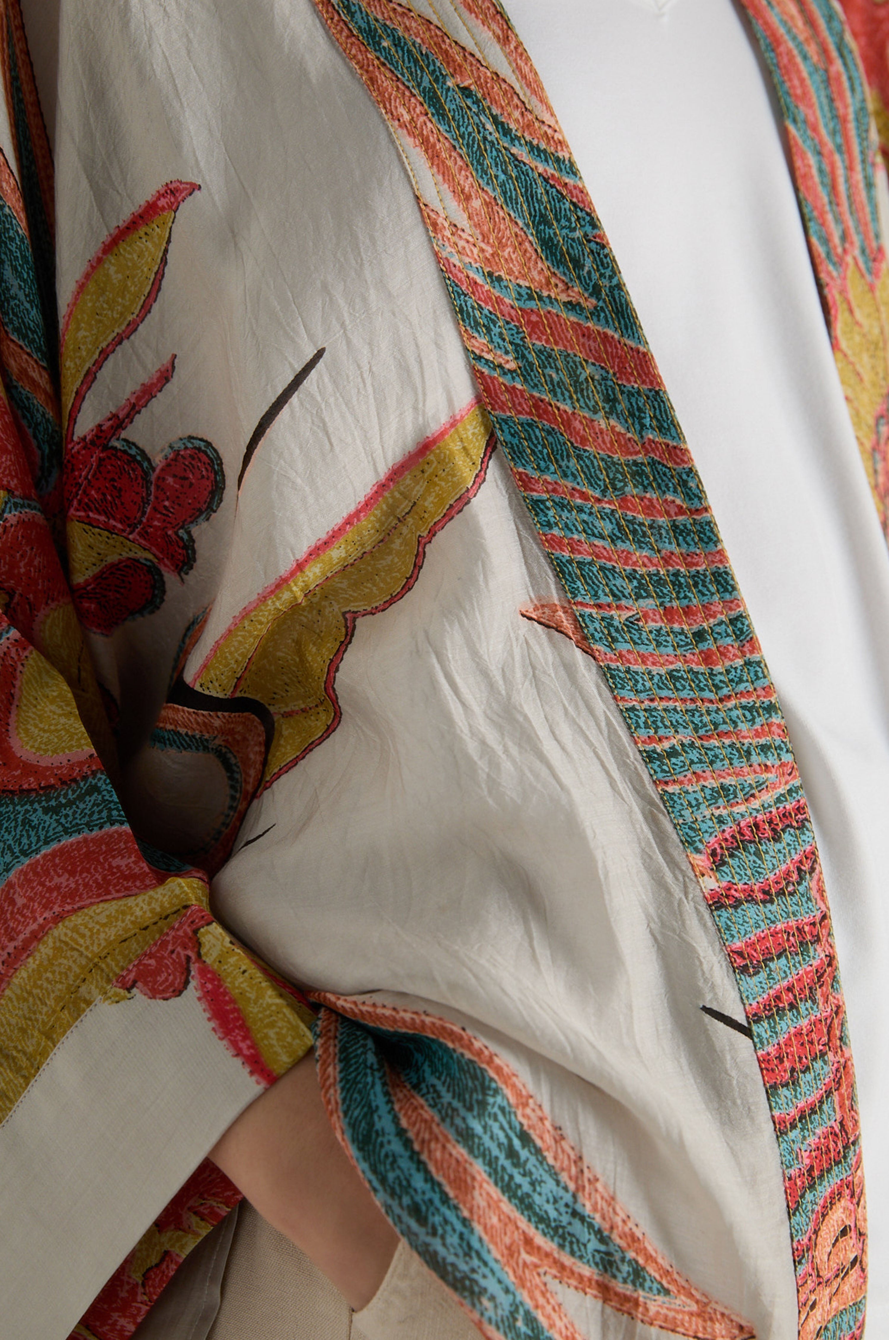 Crane Stone Print Kimono
