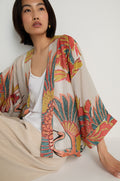 Crane Stone Print Kimono