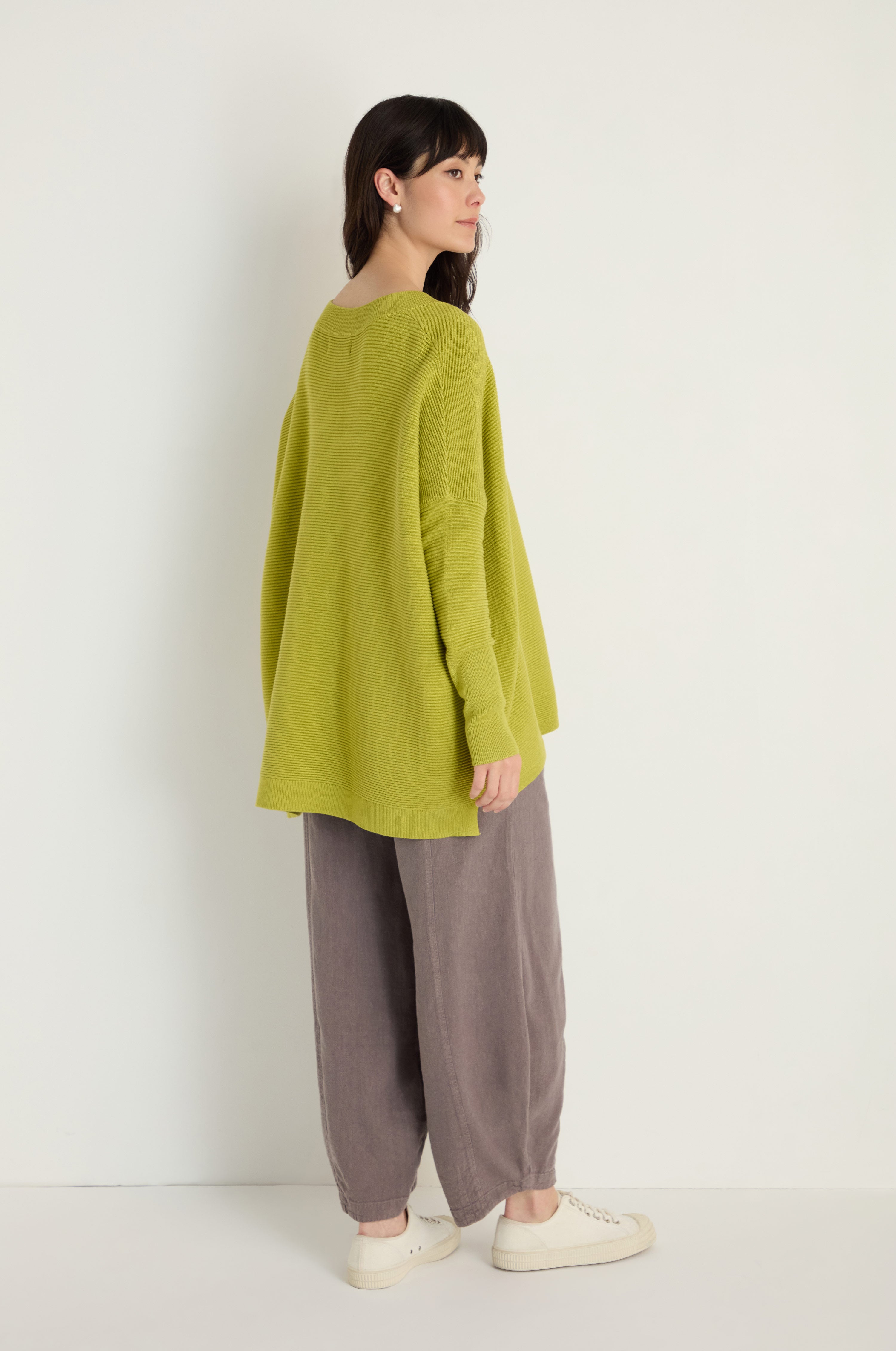 V-Neck Ribbed Ochre Jumper