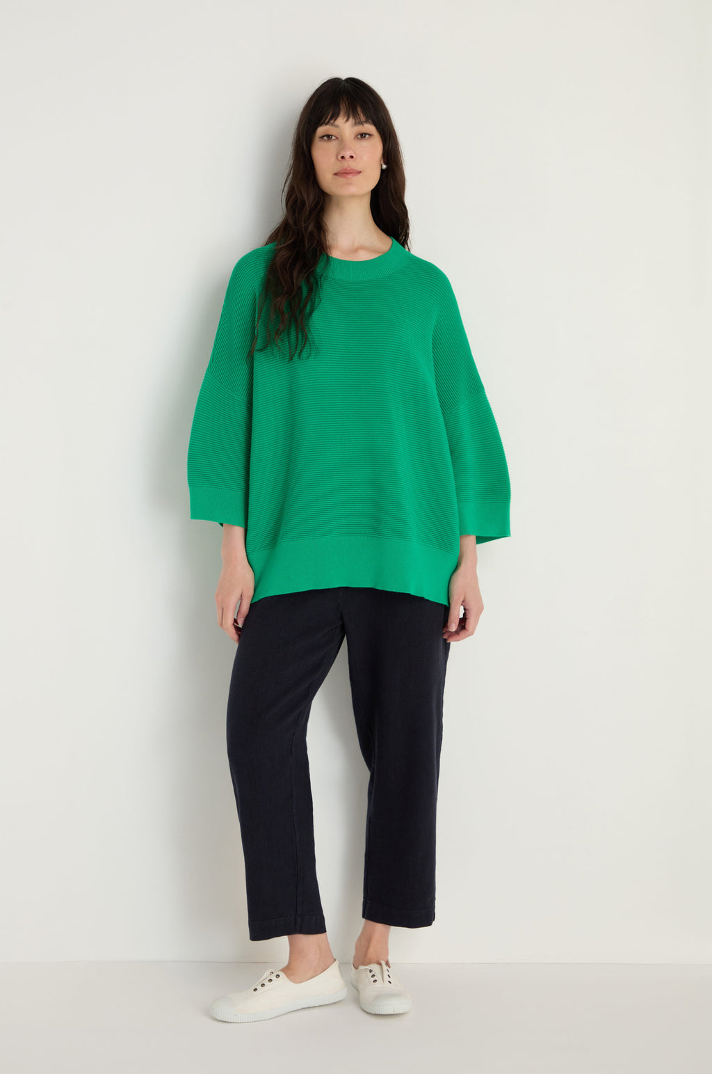 Wide Sleeve Ribbed Jumper