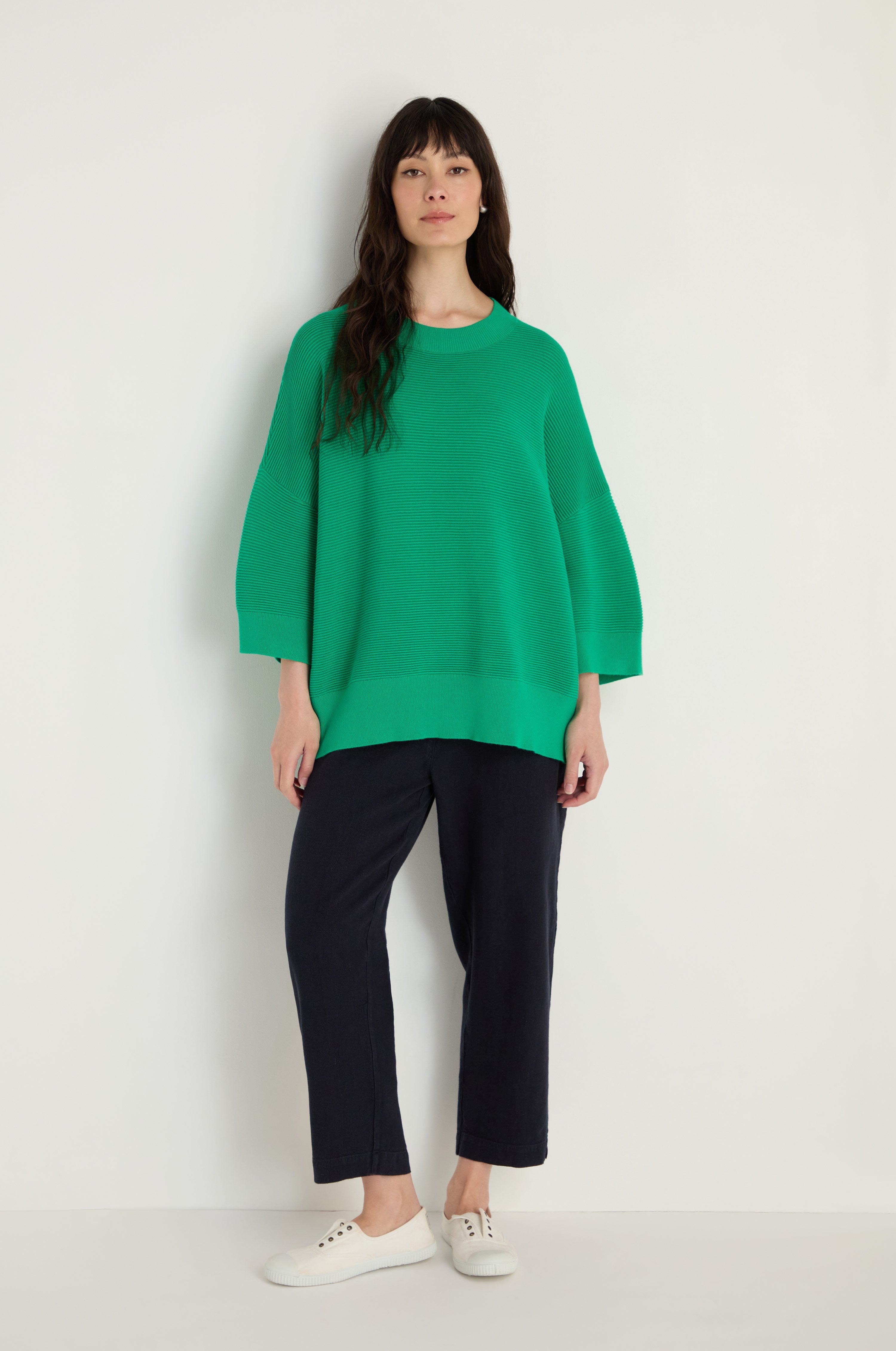 Wide Sleeve Ribbed Jumper