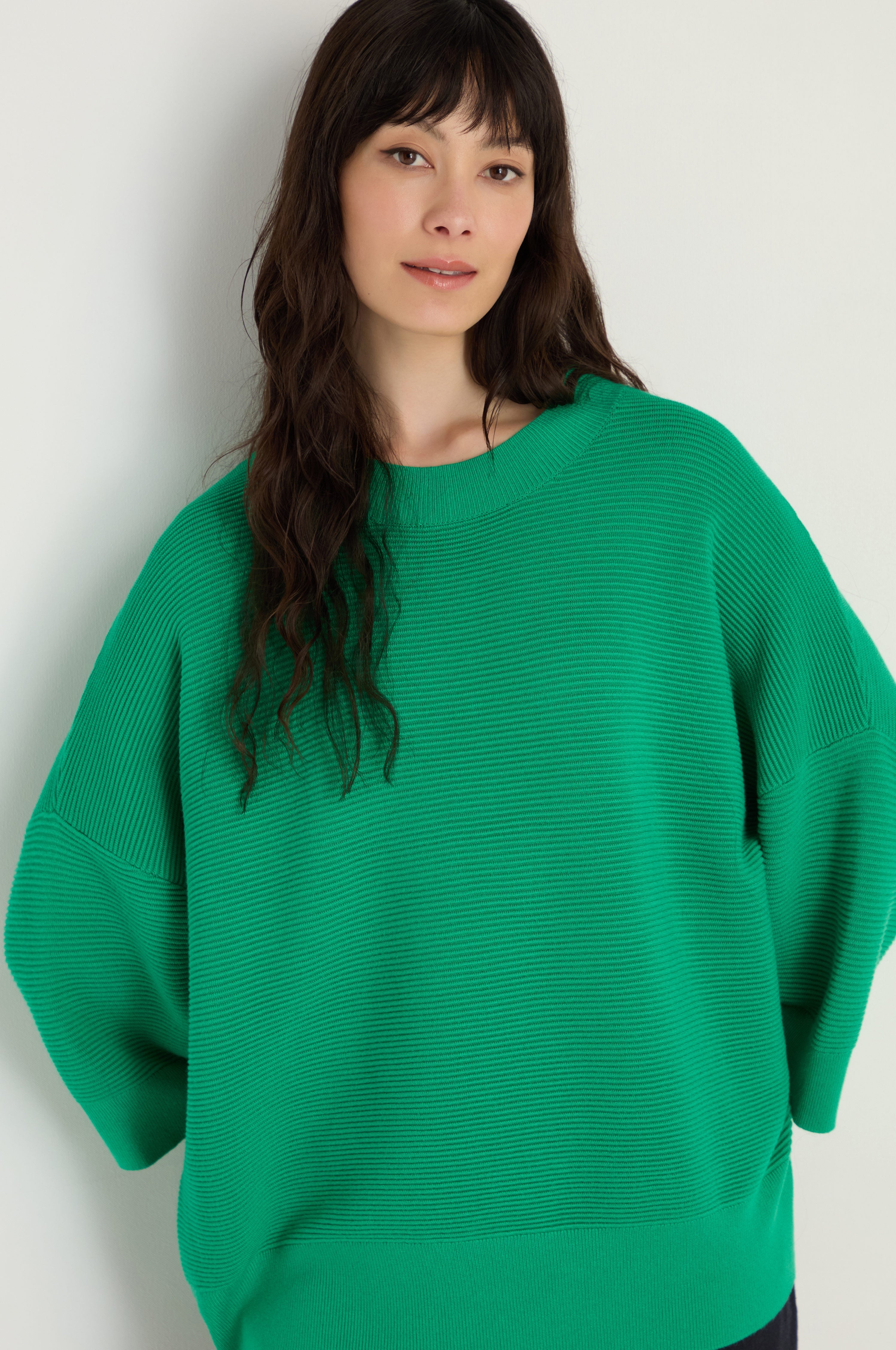 Wide Sleeve Ribbed Jumper