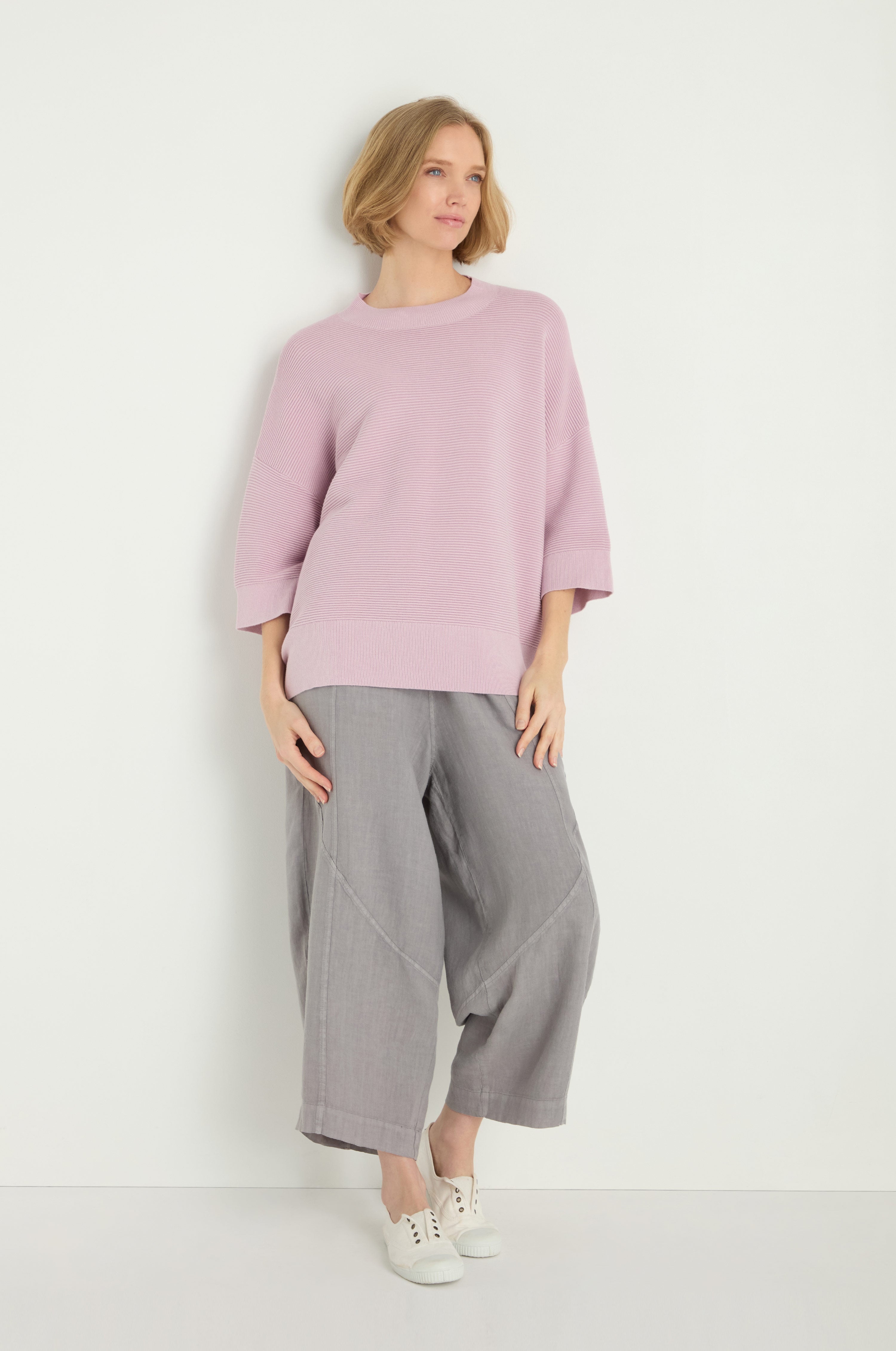 Wide Sleeve Ribbed Jumper