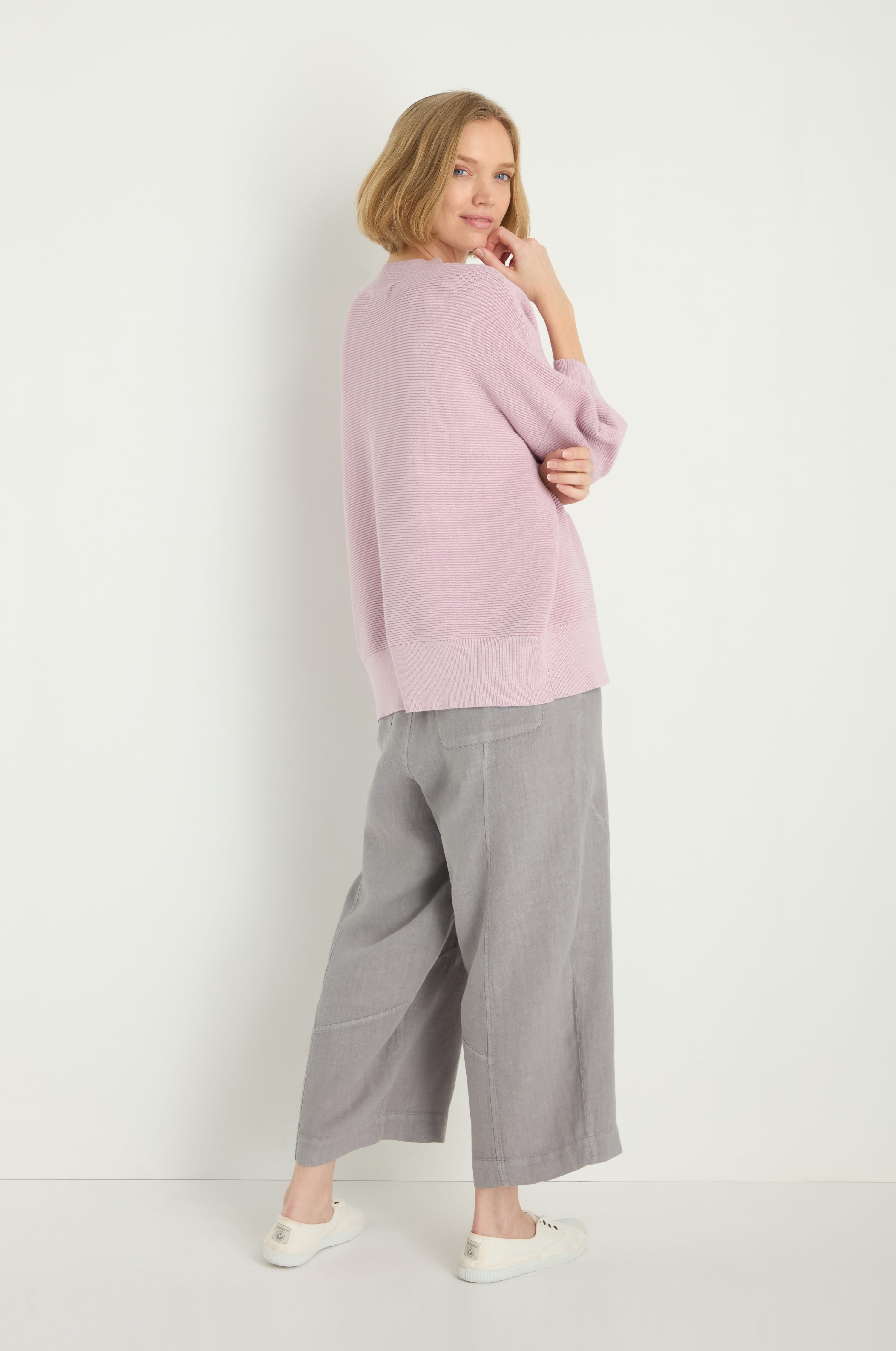 Wide Sleeve Ribbed Jumper