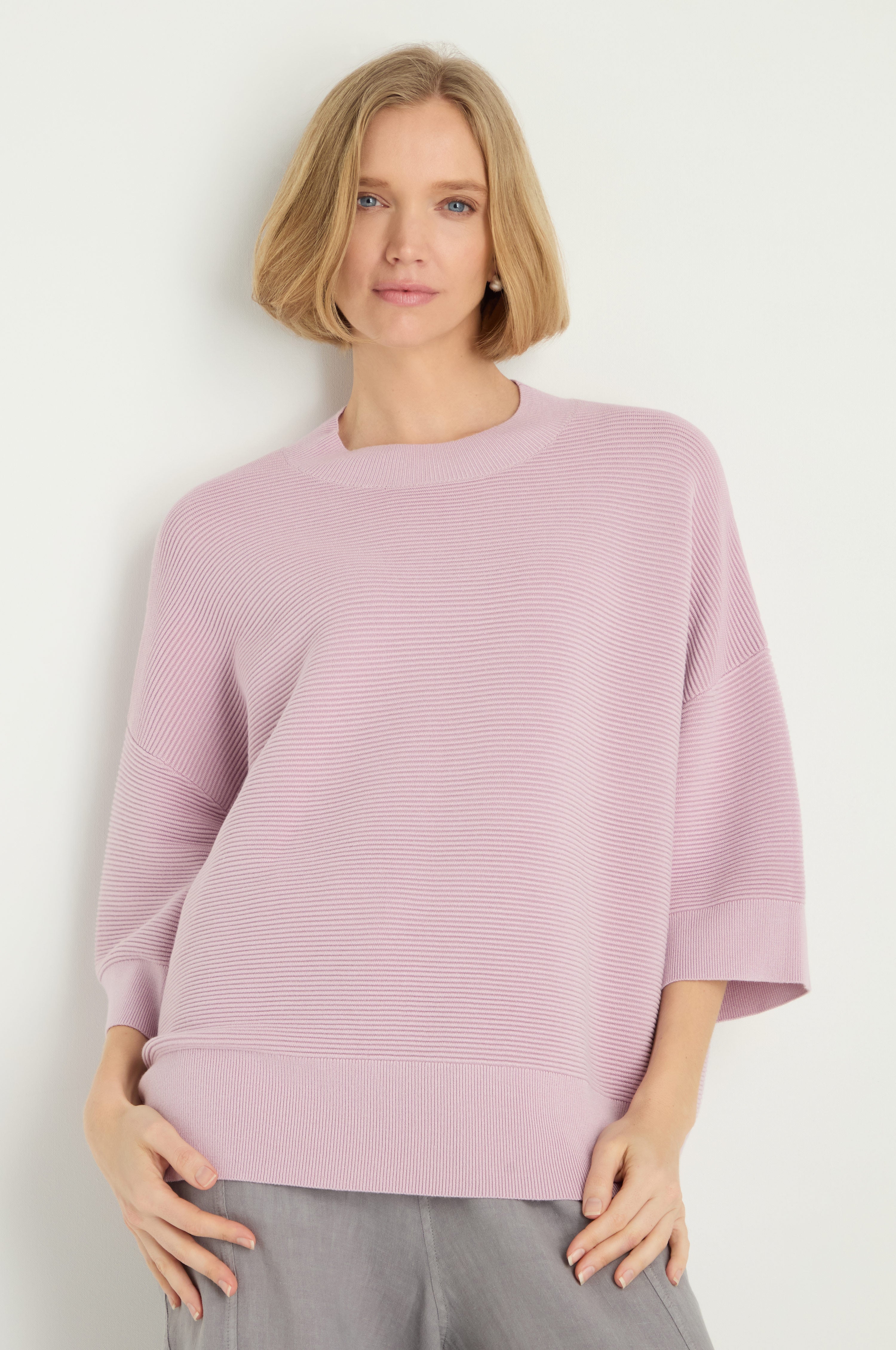 Wide Sleeve Ribbed Jumper