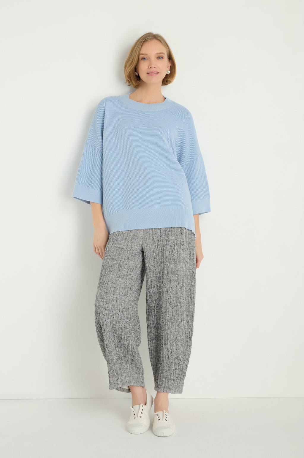 Wide Sleeve Ribbed Jumper