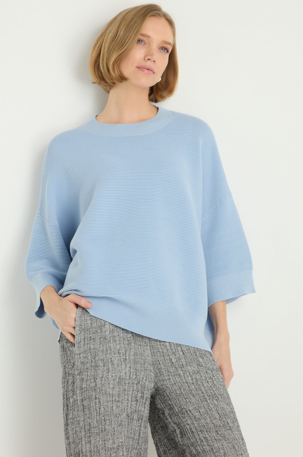 Wide Sleeve Ribbed Jumper