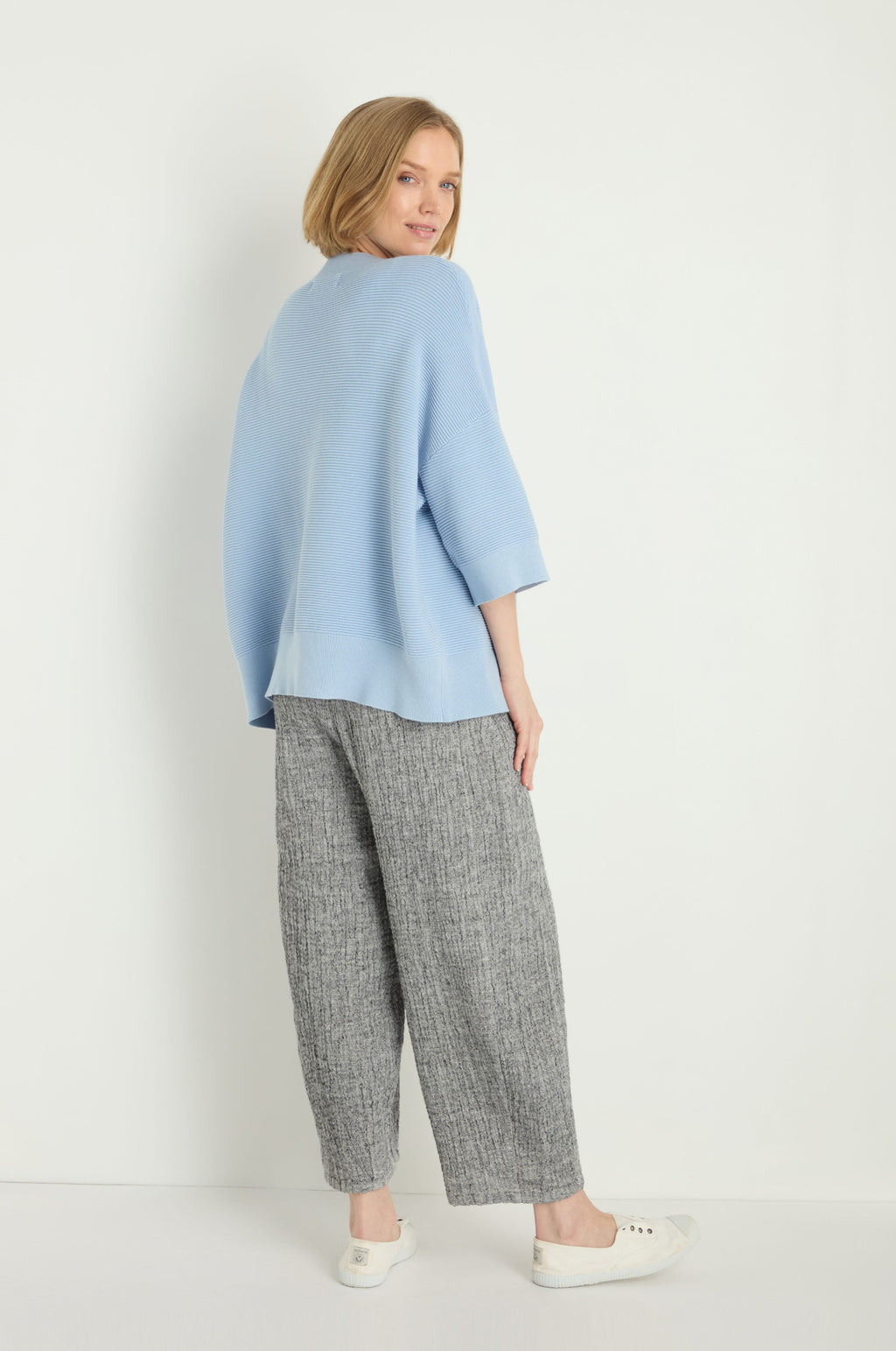 Wide Sleeve Ribbed Jumper