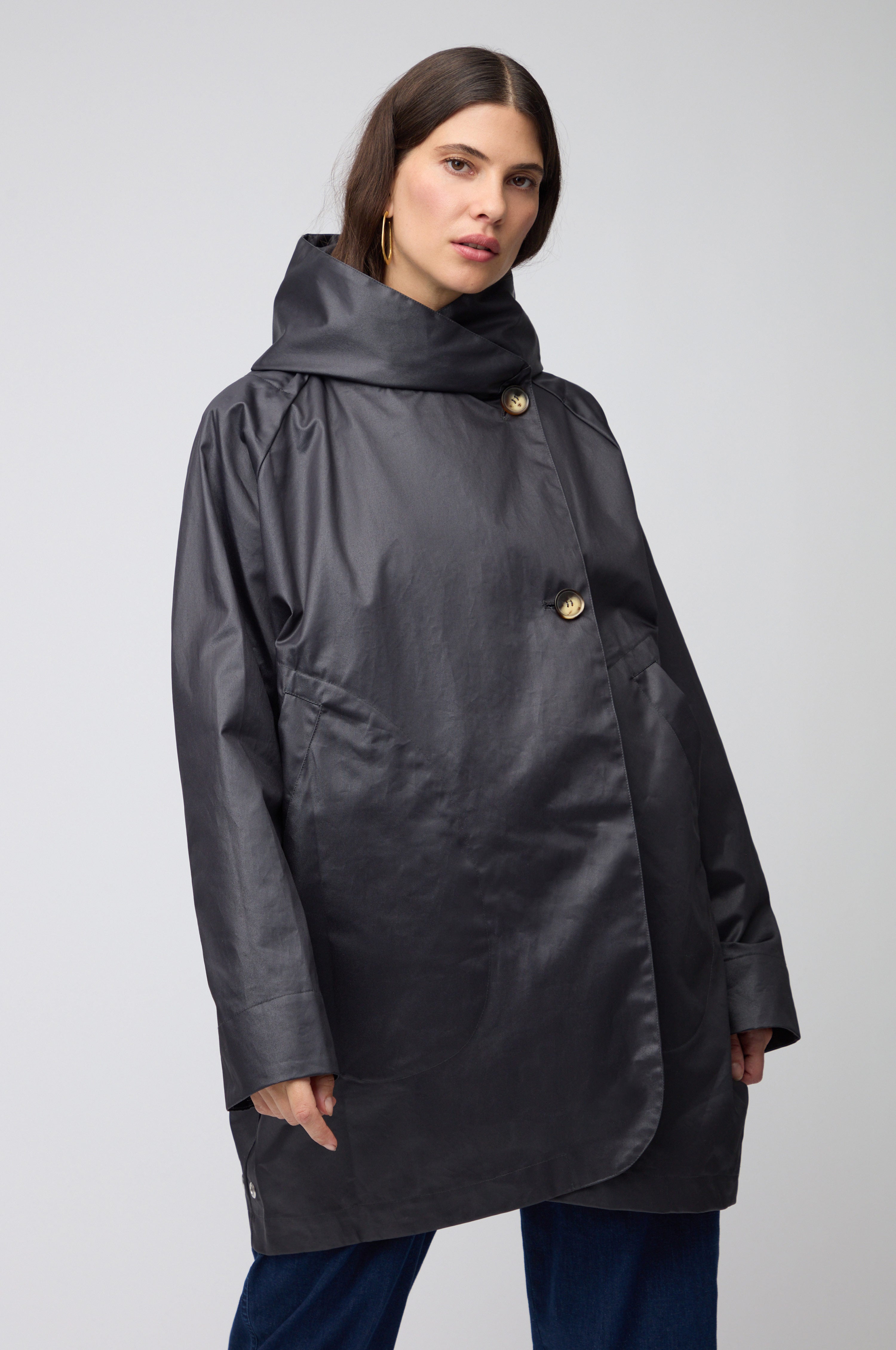 Blue Oversized Parka With Hood