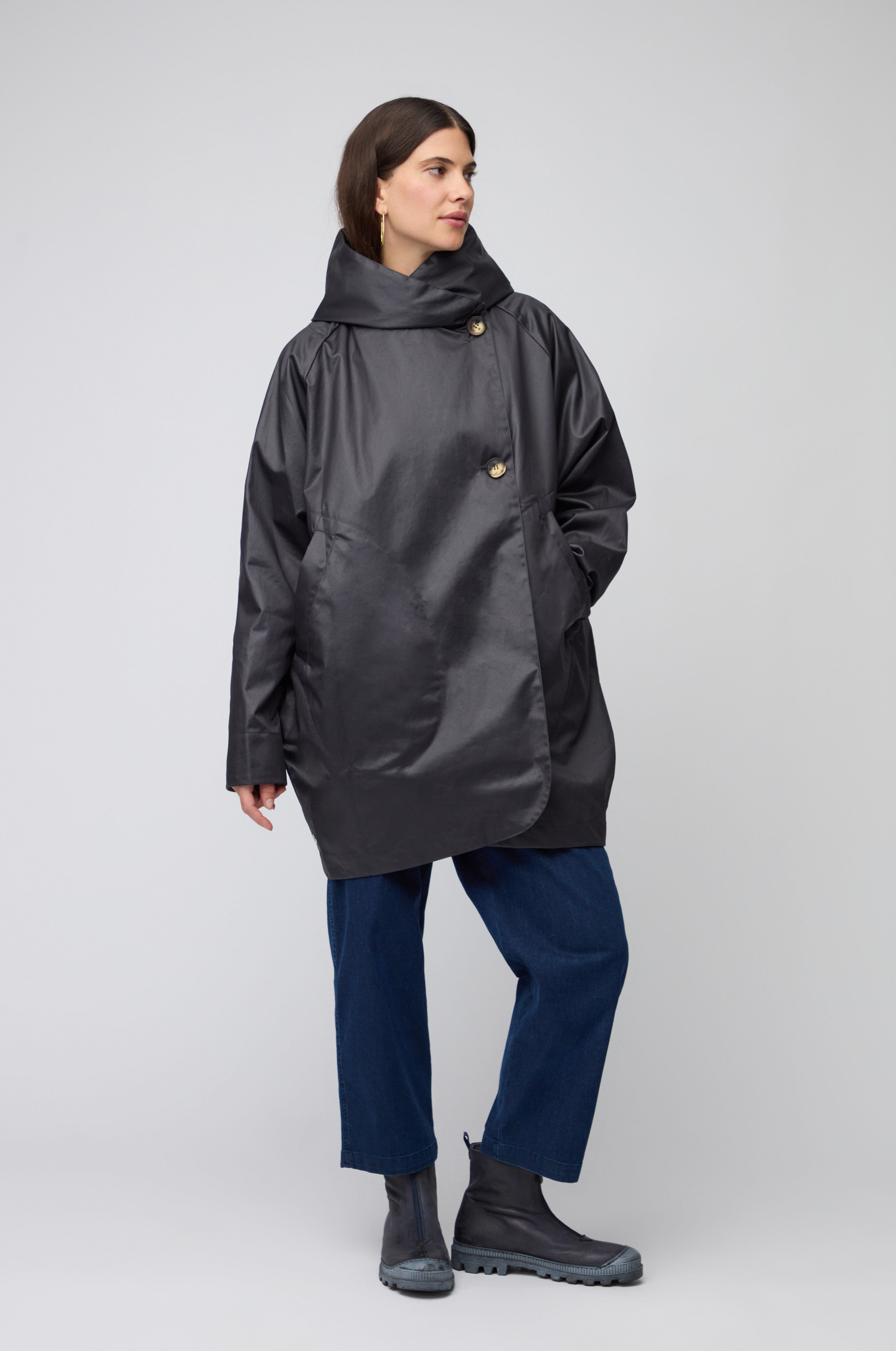 Blue Oversized Parka With Hood