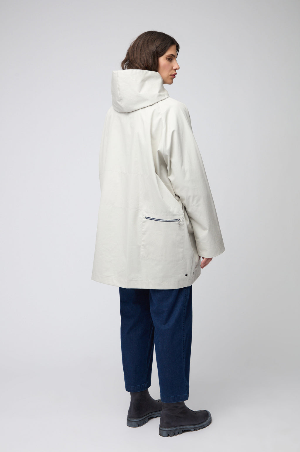 Cream Oversized Parka With Hood