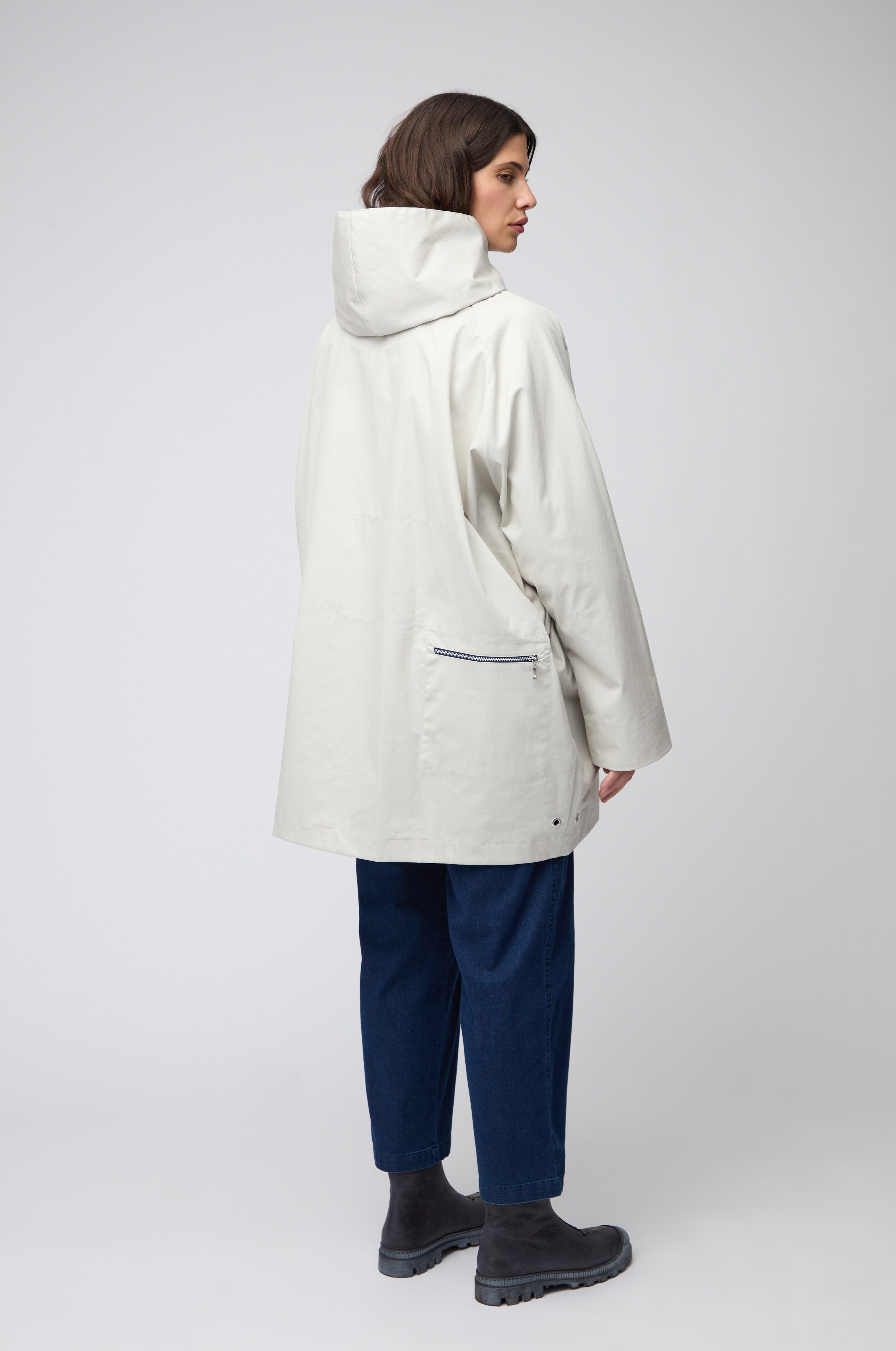 Cream Oversized Parka With Hood