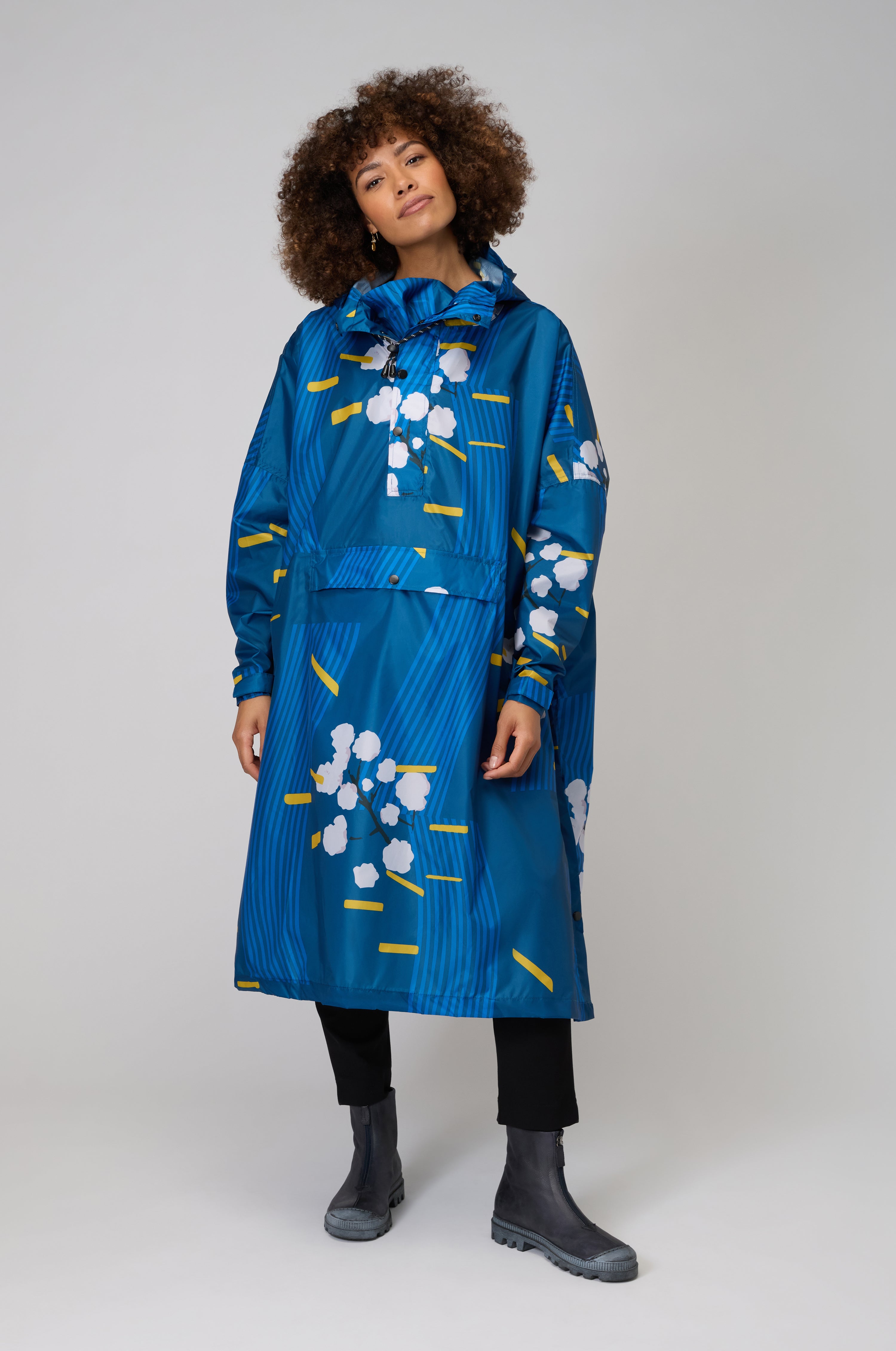 Japanese Blue Blossom Poncho