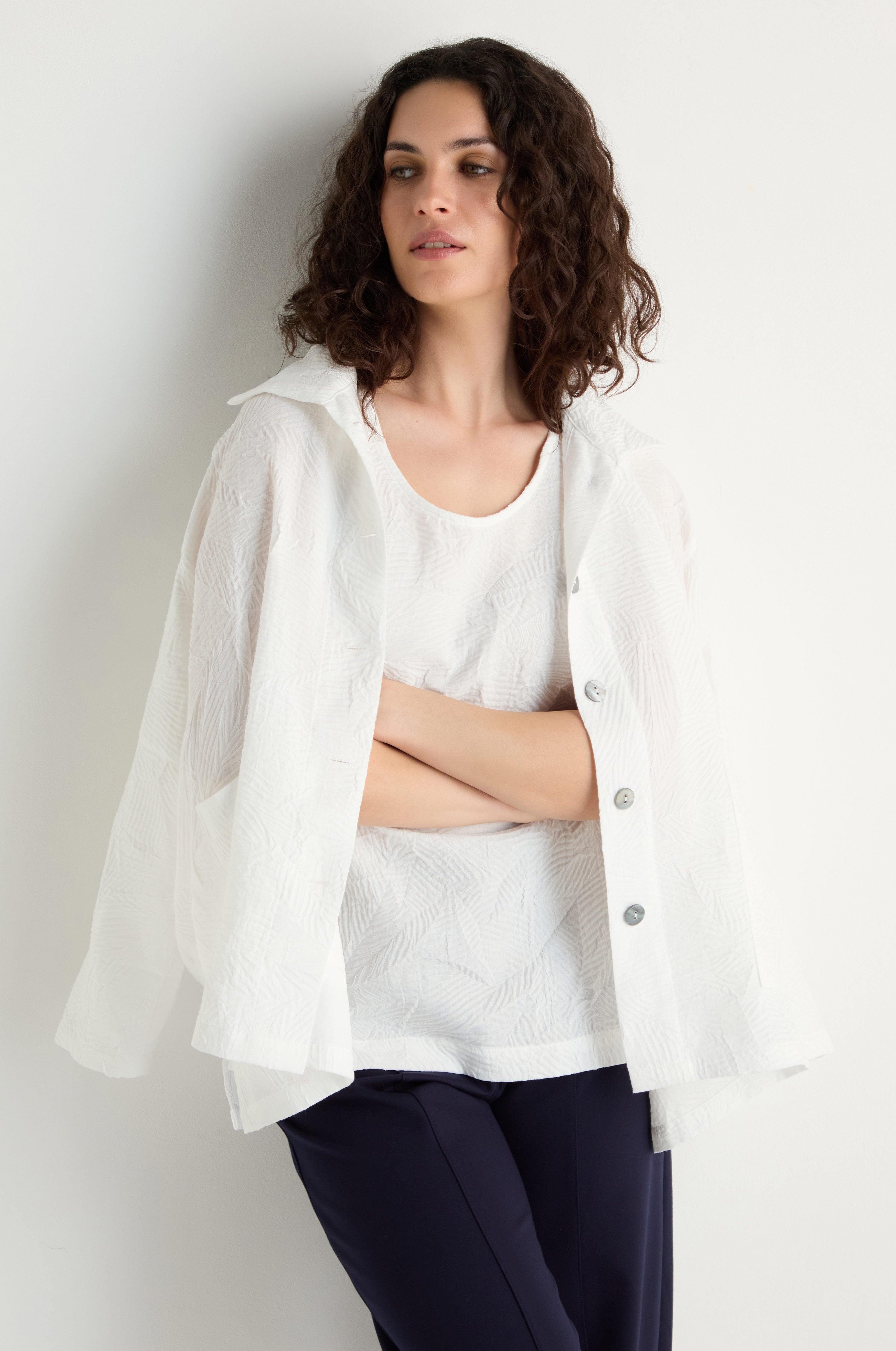 Pleated Leaf Short Jacket