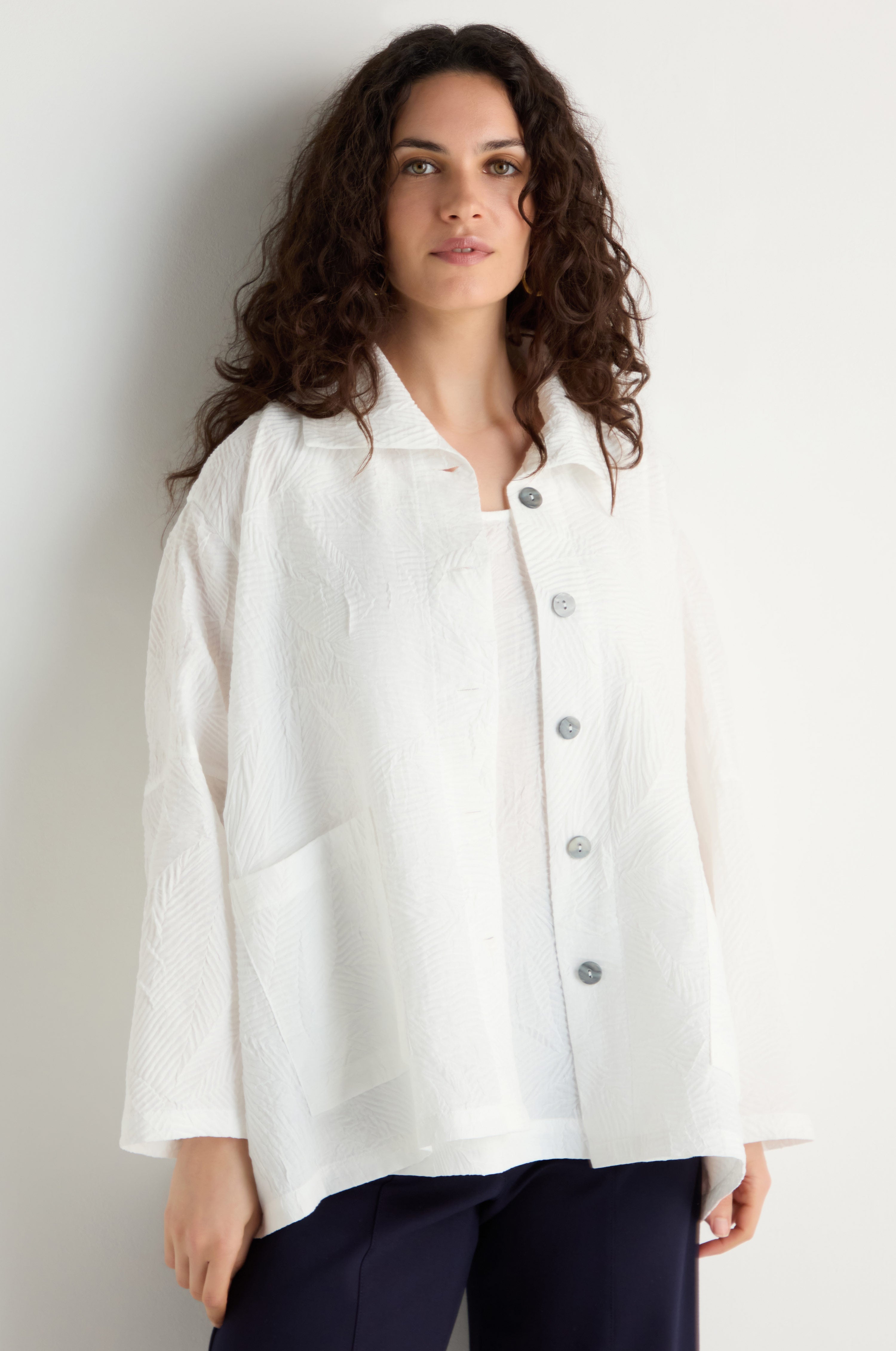 Pleated Leaf Short Jacket