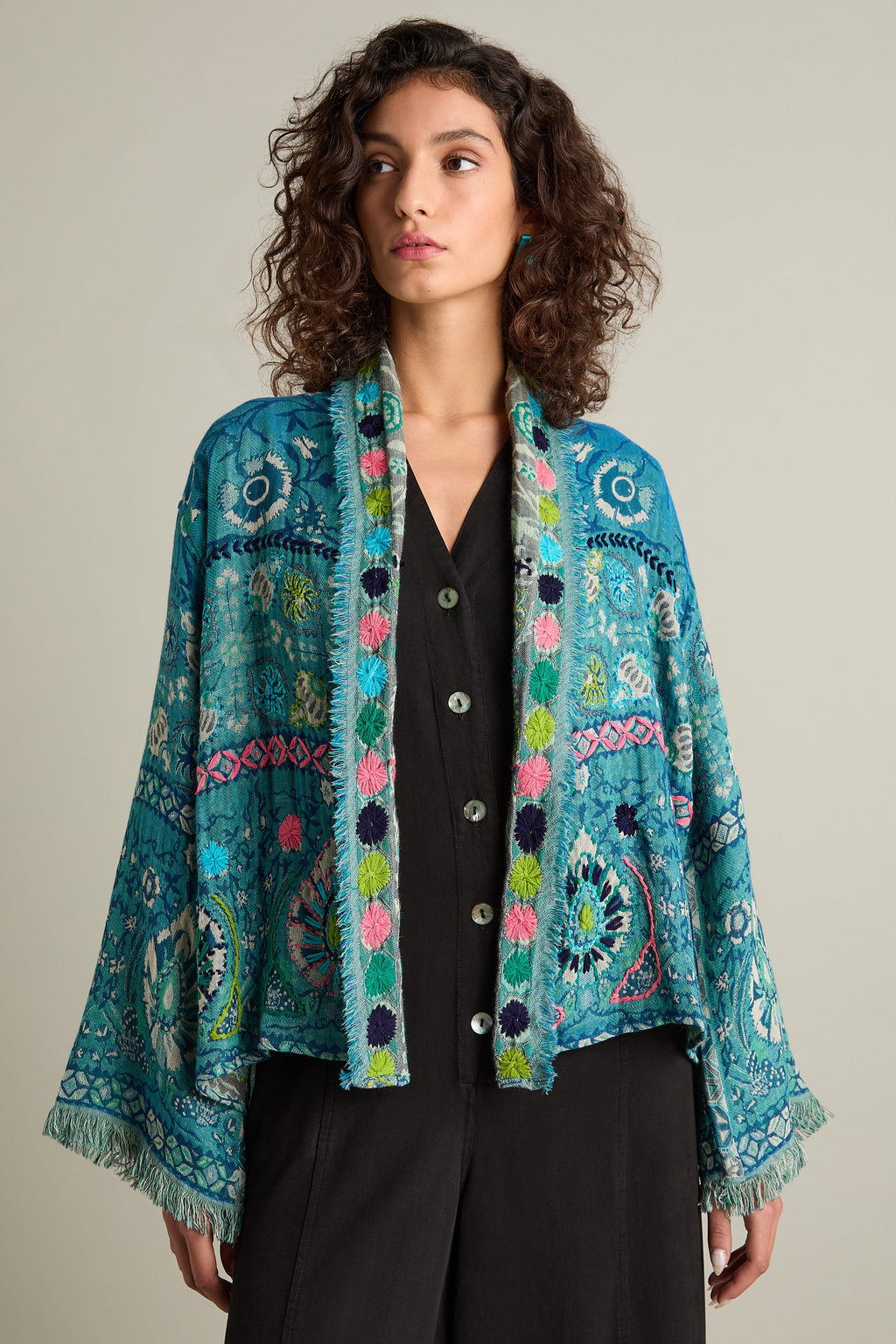 Cerulean Pink  Hand Embroidered Jacket