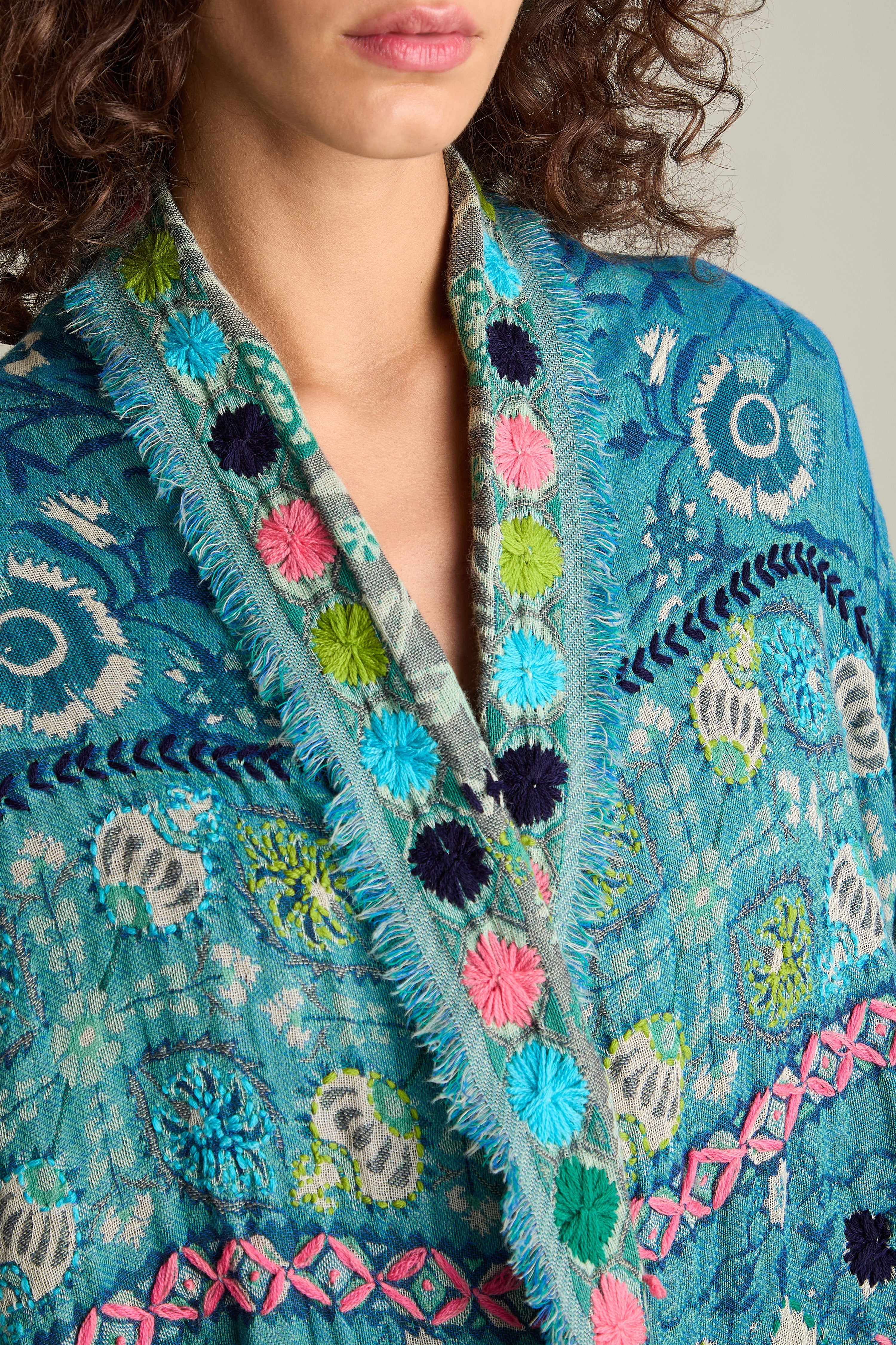 Cerulean Pink  Hand Embroidered Jacket