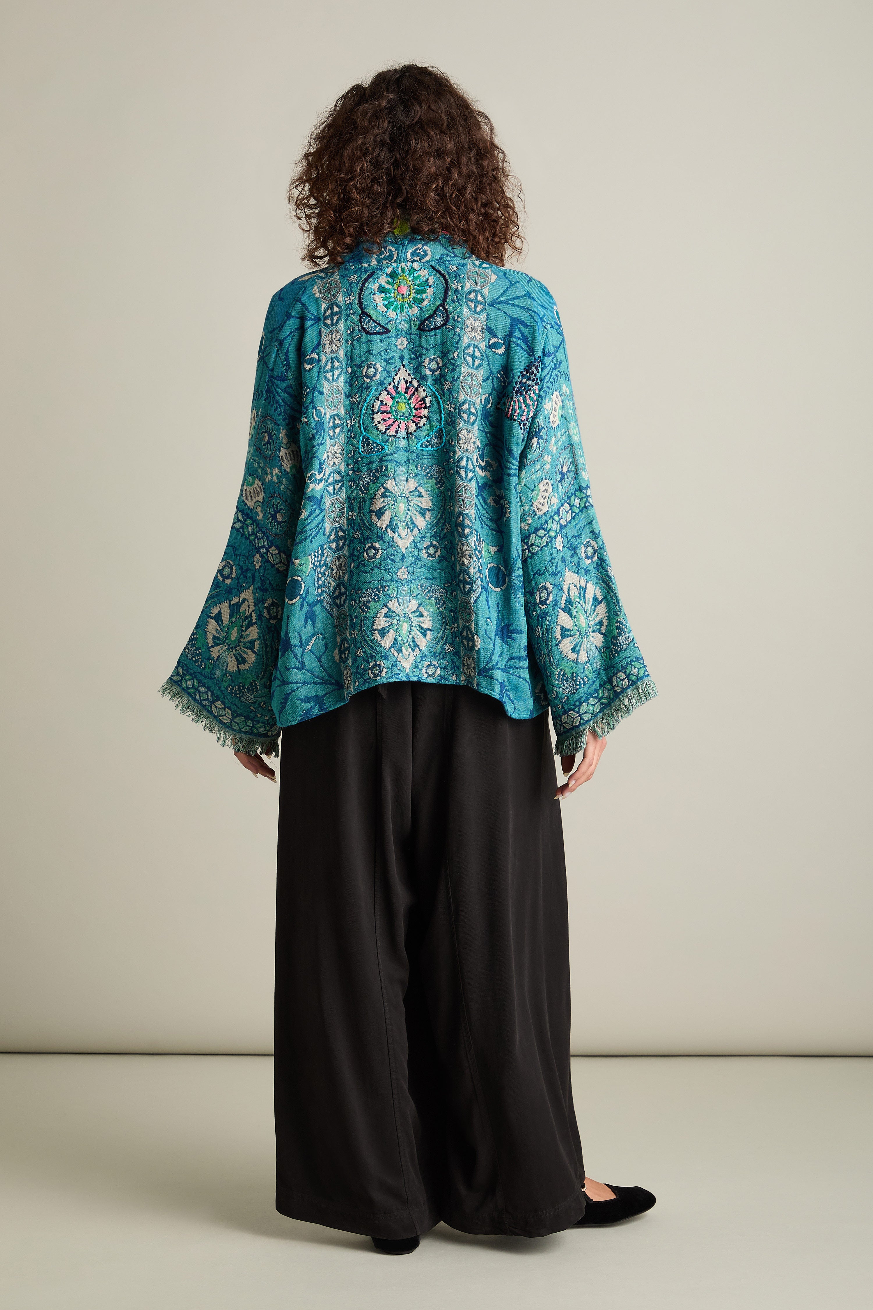 Cerulean Pink  Hand Embroidered Jacket