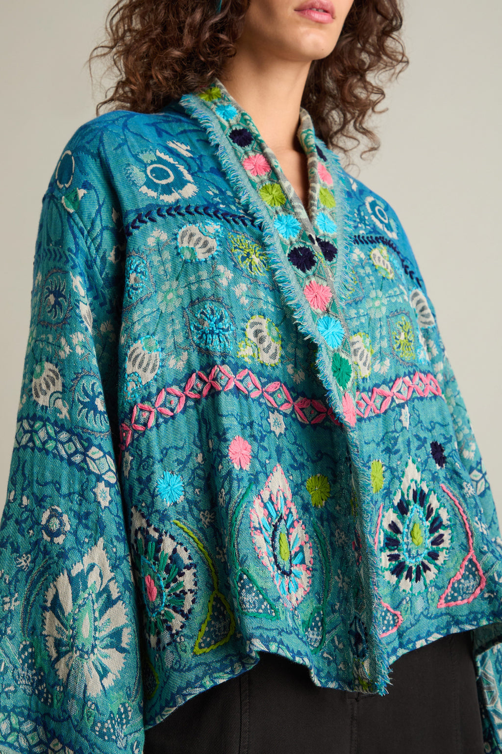 Cerulean Pink  Hand Embroidered Jacket