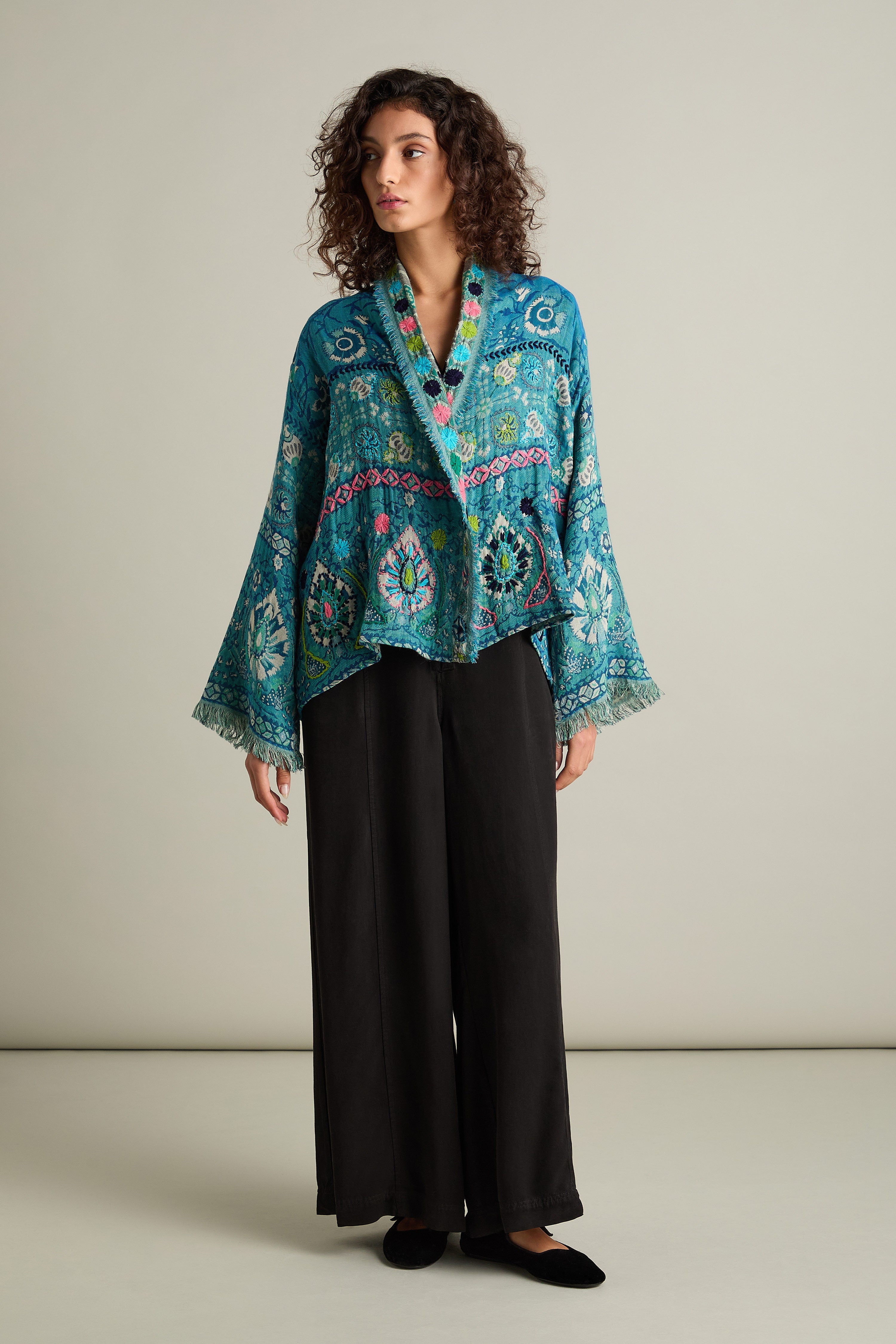 Cerulean Pink  Hand Embroidered Jacket