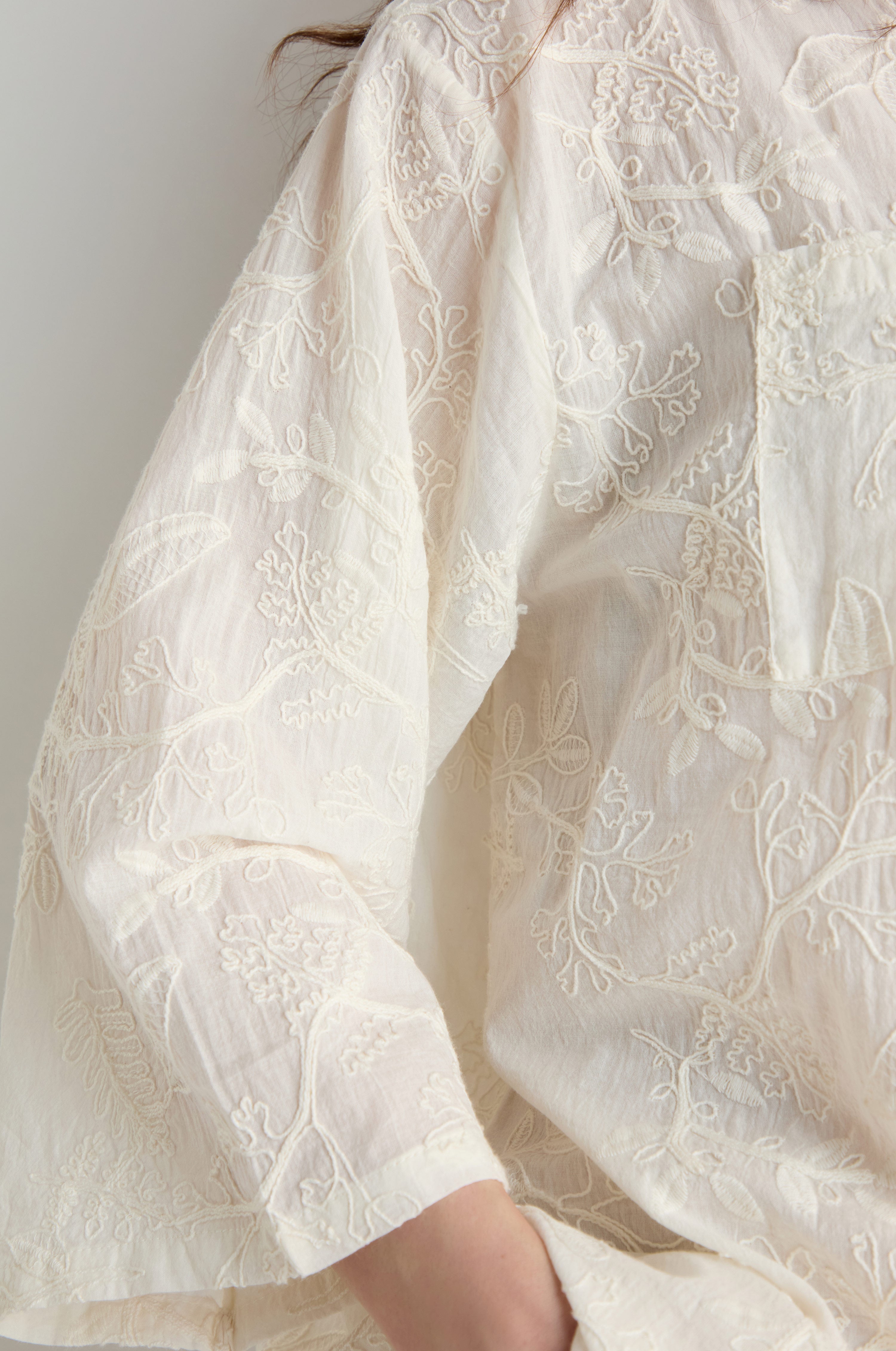 Embroidered Long Floral Shirt