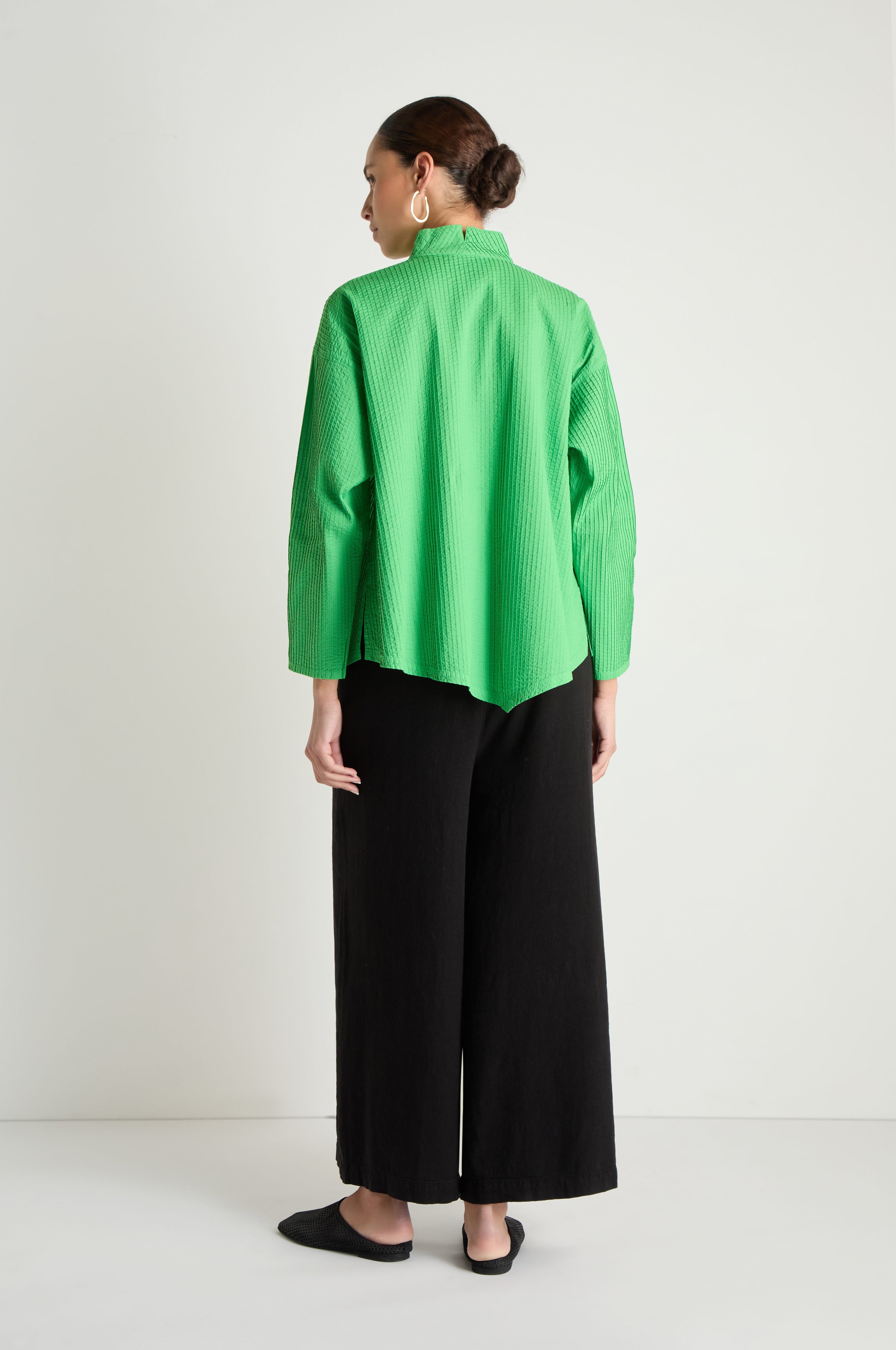 Asymmetric Cotton Bright Green Shirt
