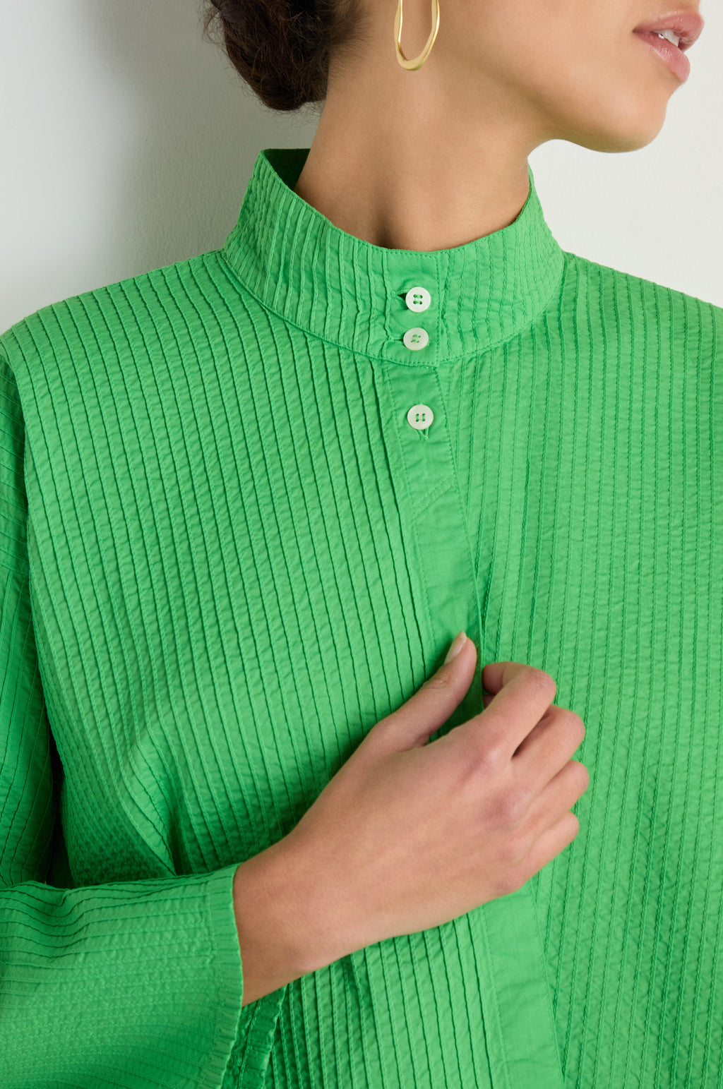 Asymmetric Cotton Bright Green Shirt