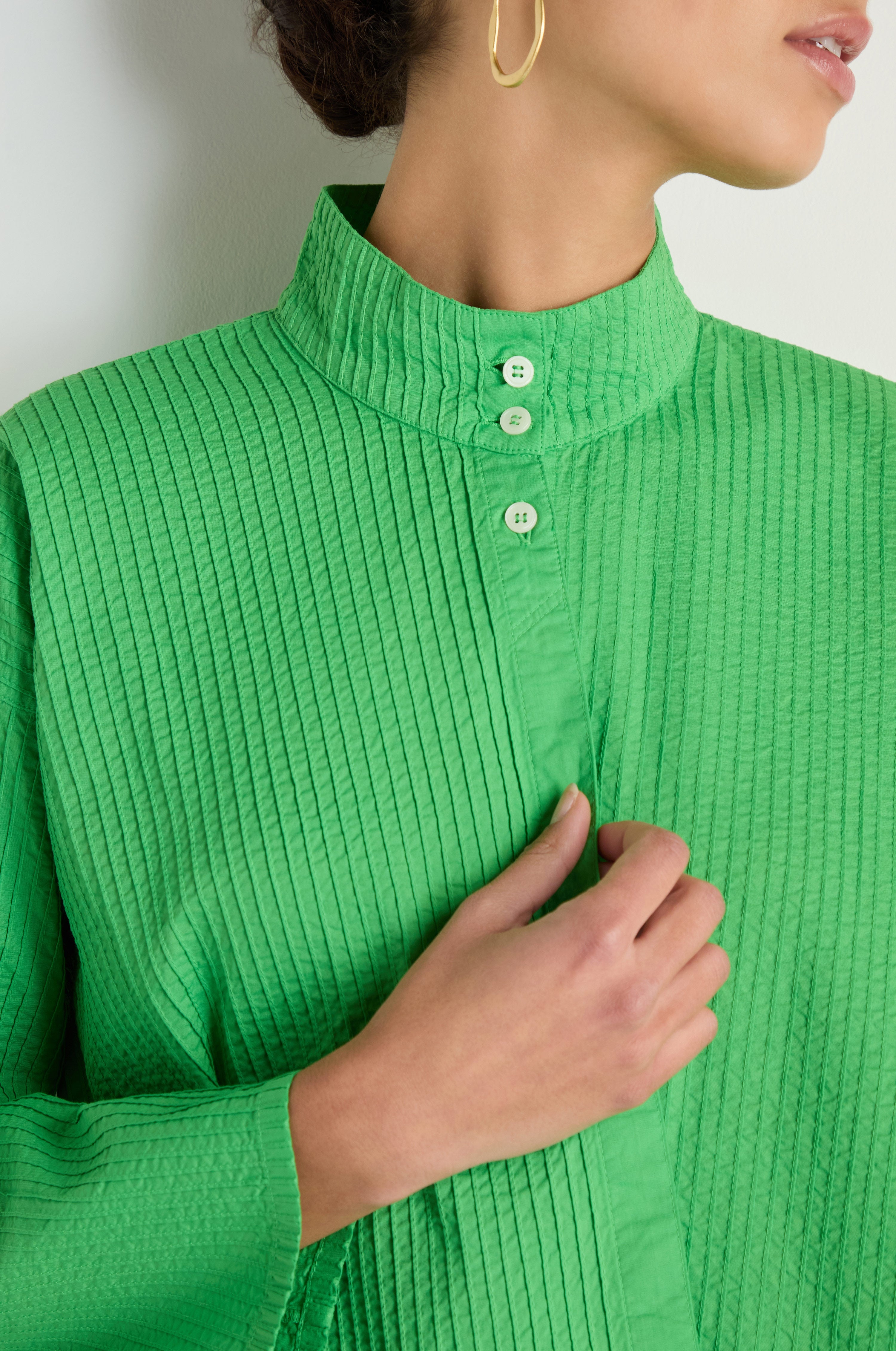 Asymmetric Cotton Bright Green Shirt
