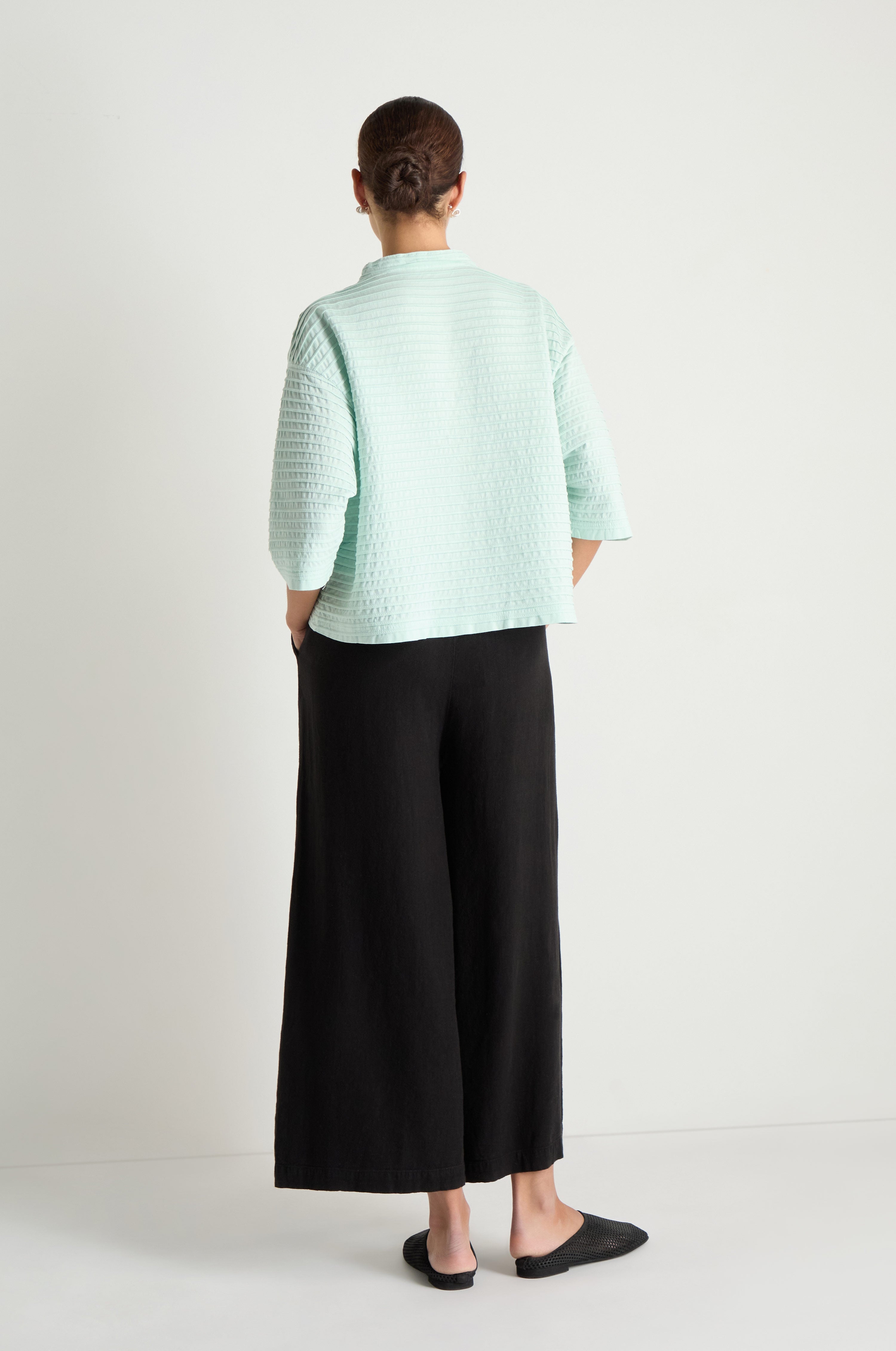 Funnel Neck Stone Blue Cotton Jacket